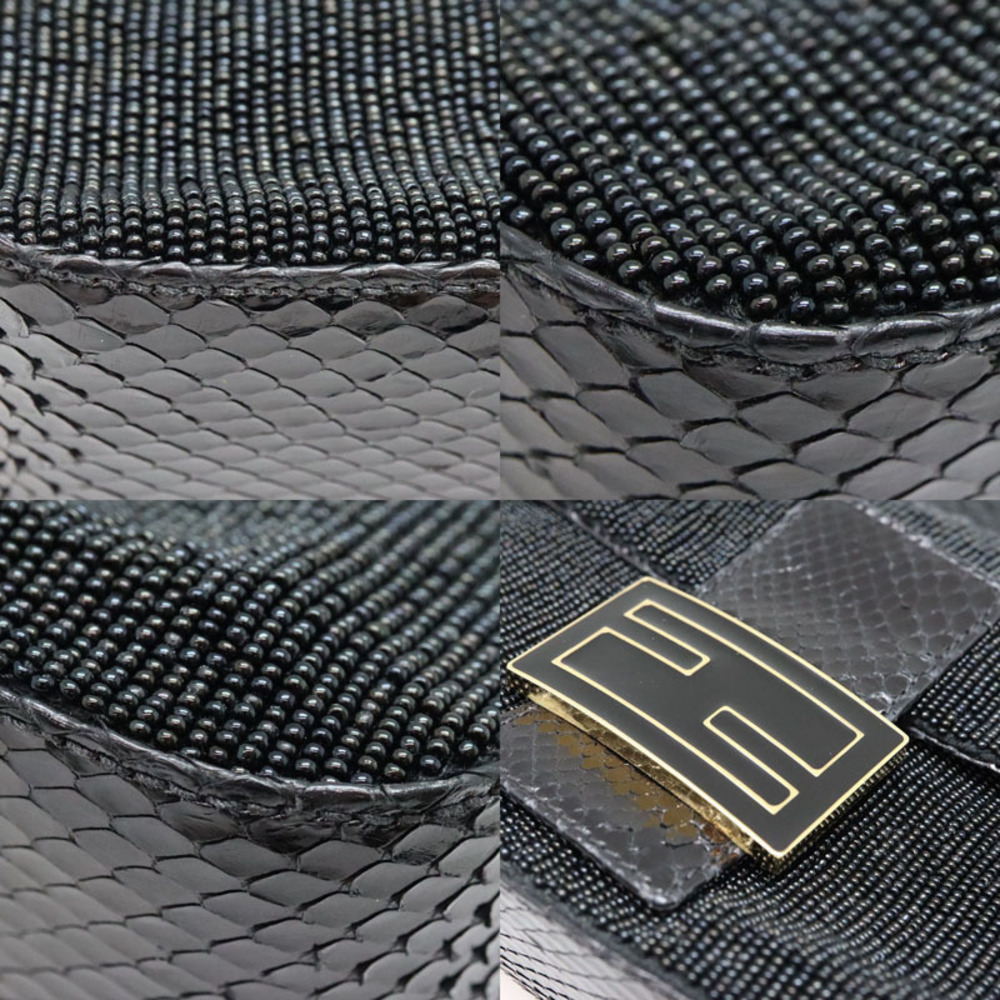 Fendi Mamma Bucket Beads Python Shoulder Bag Black - image 6